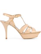 Saint Laurent Tribute Sandals, Women's, Size: 39.5, Nude/neutrals, Patent Leather/leather