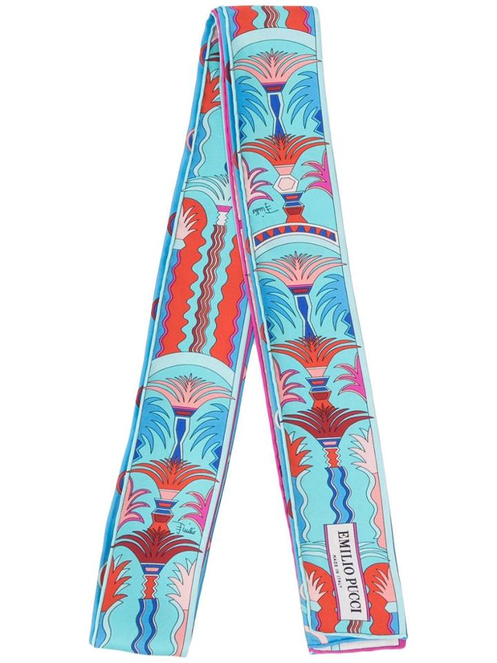 Emilio Pucci La Villa Print Silk-twill Scarf - Blue