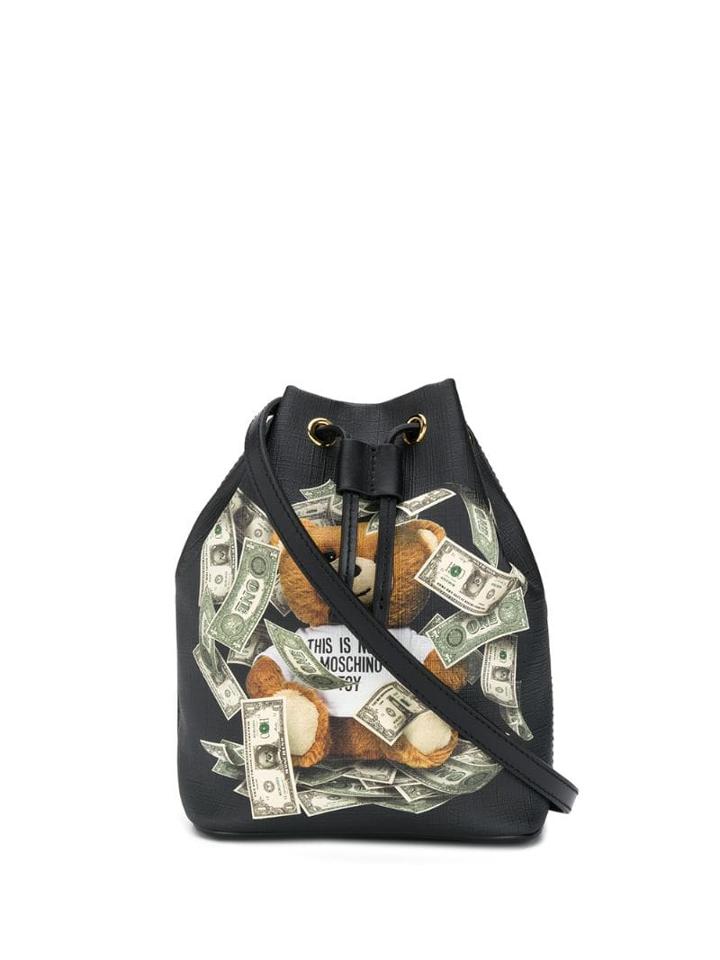 Moschino Teddy-print Bucket Bag - Black