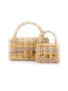 Chanel Vintage Set Of Two Tweed Totes - Yellow & Orange