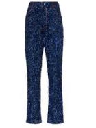 Ashish Tinsel Sequin Embellished Straight Leg Jeans - Blue