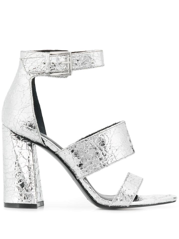 Kendall+kylie Metallic Block Heel Sandals - Silver