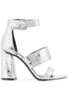 Kendall+kylie Metallic Block Heel Sandals - Silver