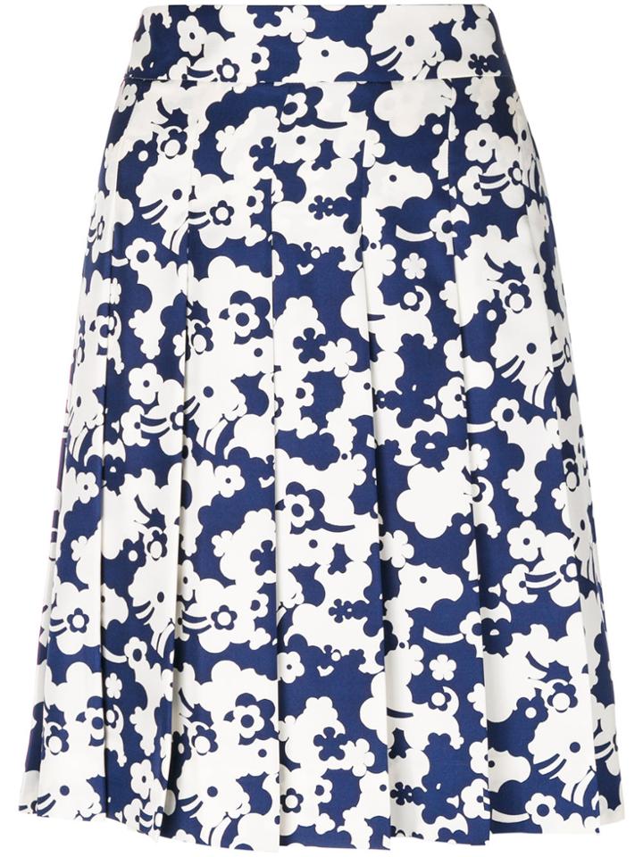 Marc Jacobs Floral Pleated Skirt - Blue