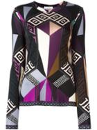 Versace Collection Geometric Print Longsleeved T-shirt, Women's, Size: 48, Viscose