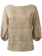 D.exterior Balloon Sleeves Top, Women's, Size: Medium, Nude/neutrals, Linen/flax/polyamide/polyester