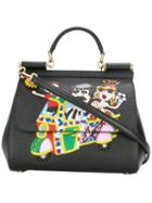 Dolce & Gabbana Dg Family Patch Sicily Tote, Women's, Black, Leather/calf Leather
