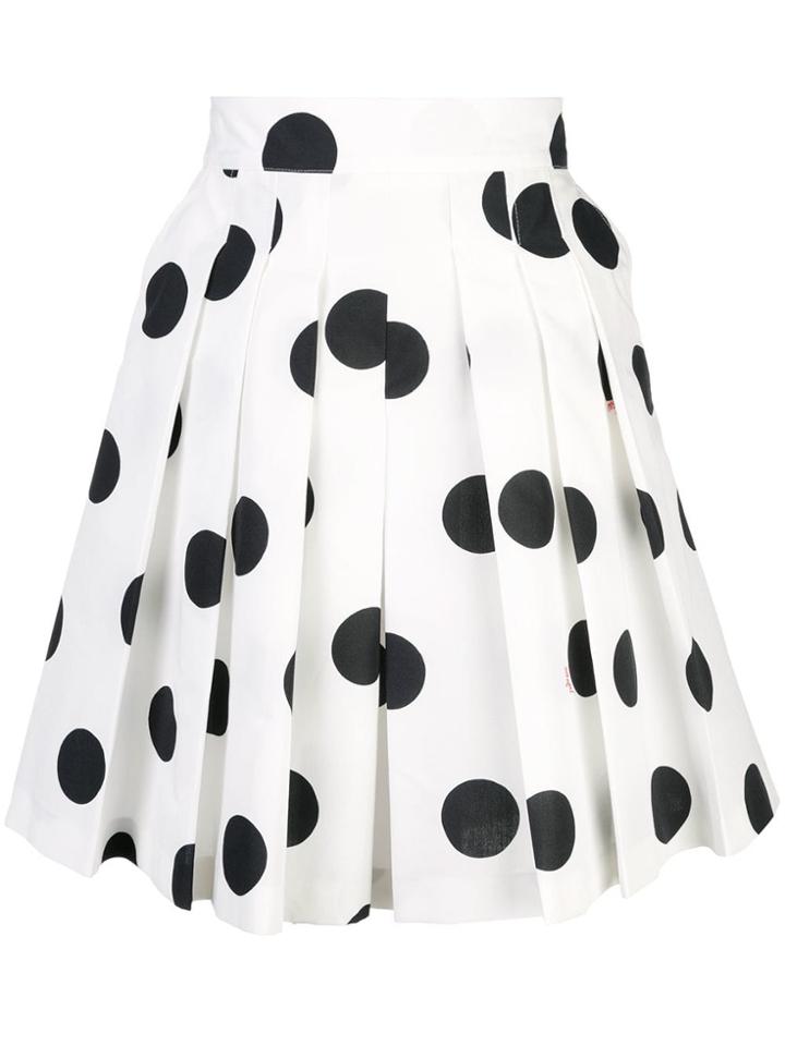 Msgm Polka Dot Pleated Skirt - White