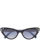 Miu Miu Eyewear Black Cat Eye Rhinestone Embellished Sunglasses