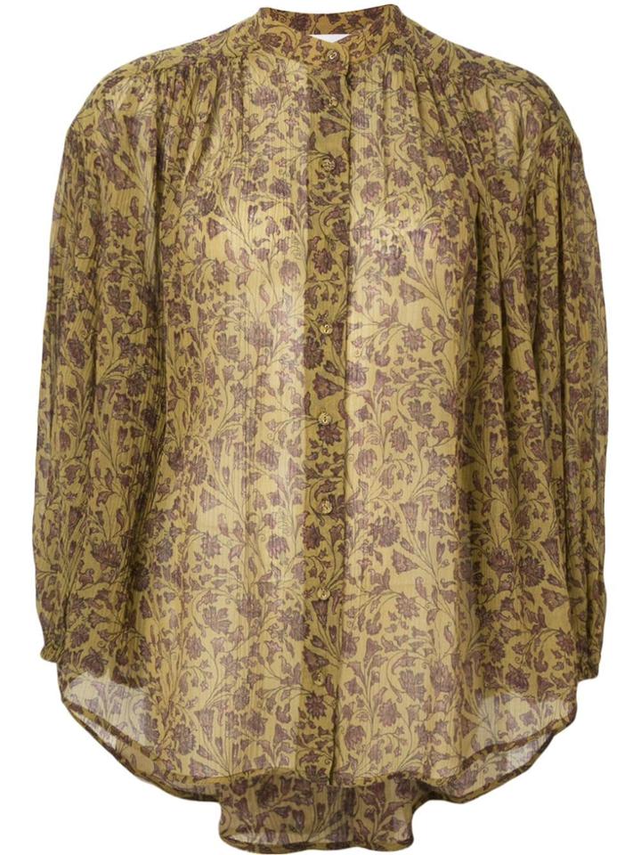 Zimmermann Floral Button Up Blouse - Gold