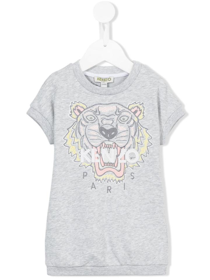 Kenzo Kids - Embroidered Tiger Sweatshirt Dress - Kids - Cotton/polyester - 36 Mth, Grey