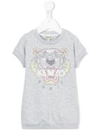 Kenzo Kids - Embroidered Tiger Sweatshirt Dress - Kids - Cotton/polyester - 36 Mth, Grey