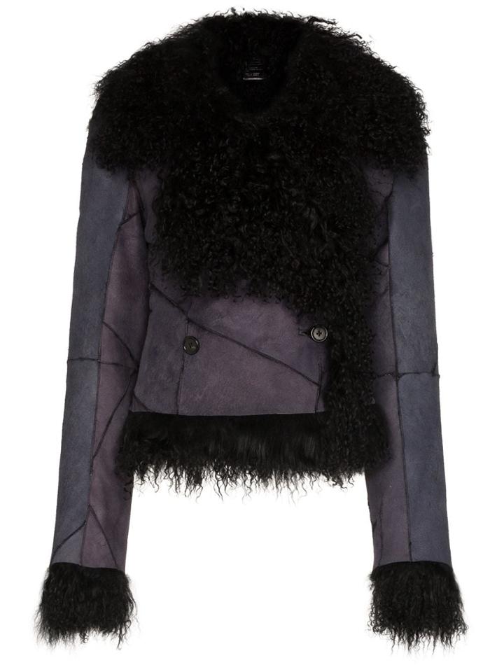 Ann Demeulemeester Panelled Shearling Jacket - Black
