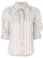 Prada Poplin Bow Striped Blouse - Multicolour