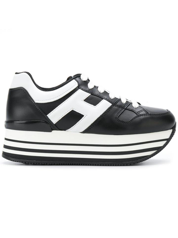 Hogan Logo Embellished Platform Sneakers - Black