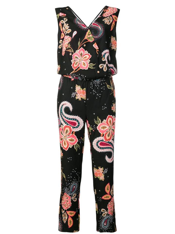Liu Jo Floral Pattern Jumpsuit - Black