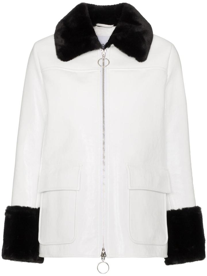 Stand Studio Jayden Faux Fur Trim Jacket - White