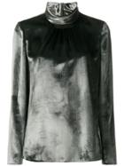 Red Valentino Gathered Roll-neck Blouse - Grey
