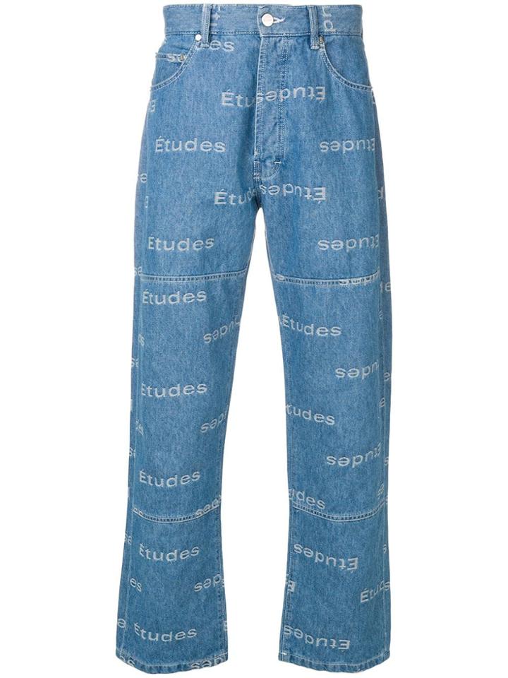 Études All-over Logo Print Jeans - Blue