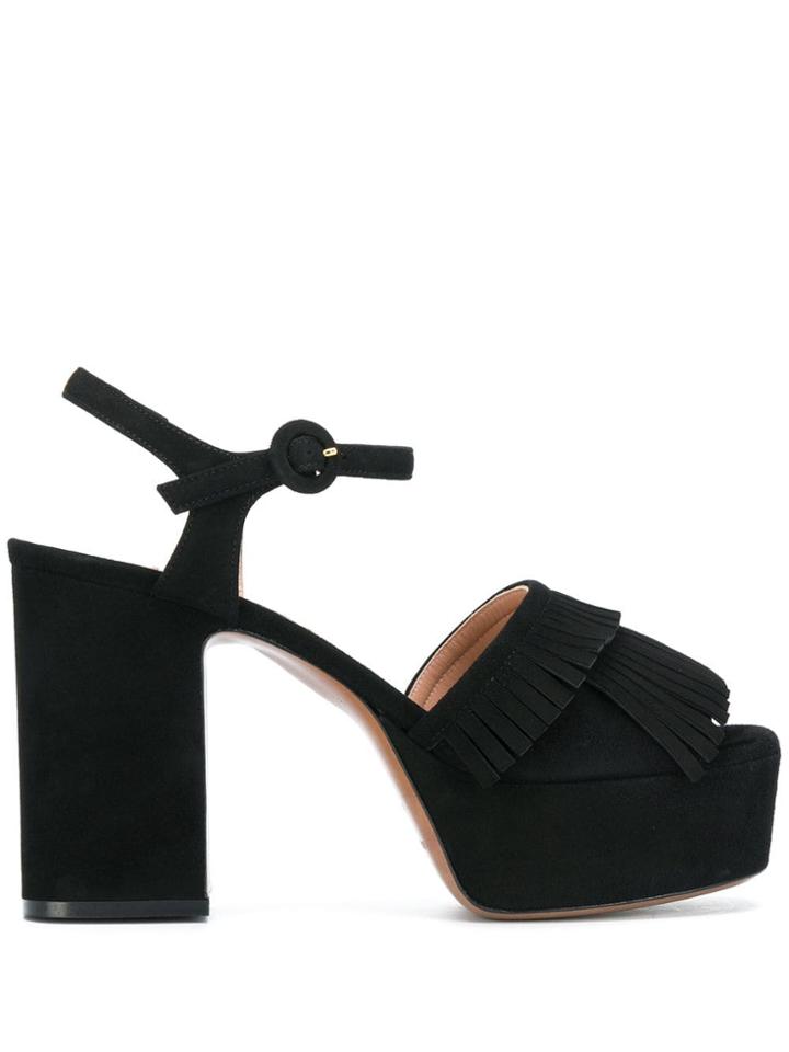 L'autre Chose Fringed Sandals - Black