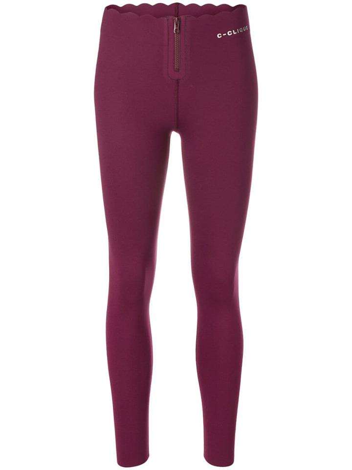 Pinko Scalloped Zip Leggings - Pink & Purple