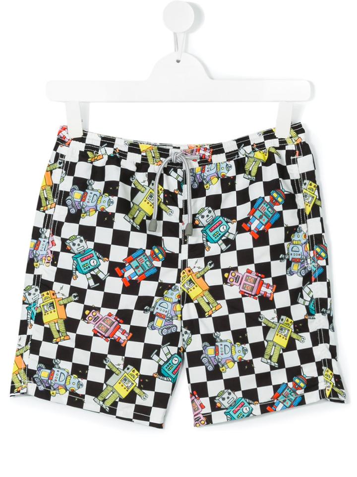 Mc2 Saint Barth Kids - Teen Checked Robot Print Swim Shorts - Kids - Polyamide/polyester/spandex/elastane - 14 Yrs