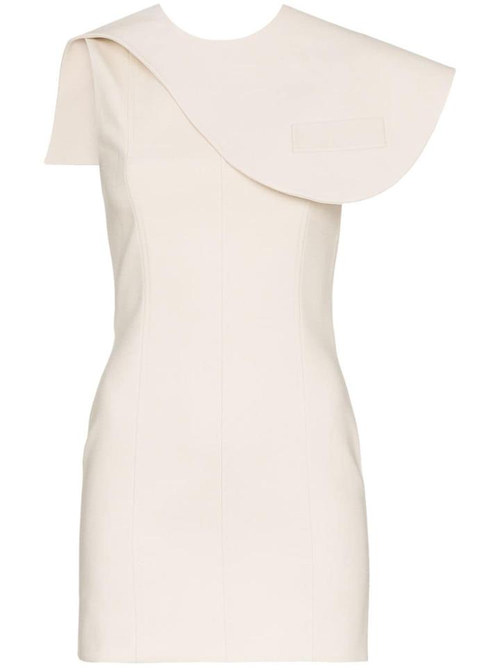 George Keburia Fitted Bib Detail Mini Dress - Neutrals