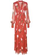 Oscar De La Renta Floral Print Maxi Dress - Red