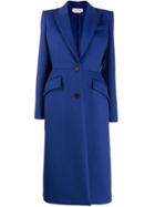 Alexander Mcqueen Single Breasted Coat - Blue