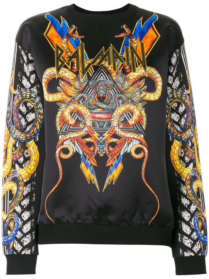 Balmain Heavy Metal Print Top - Black
