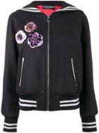 Dolce & Gabbana Sequin Embellished Sailor Collar Bomber Jacket, Women's, Size: 46, Blue, Virgin Wool/silk/spandex/elastane/viscose