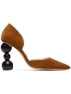 Jacquemus Sahil 105 Geometric Heel Suede Pumps - Brown