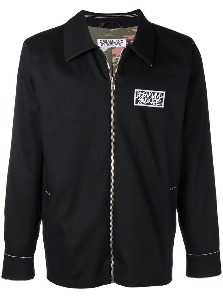 Dreamland Syndicate Logo Patch Front Zip Jacket - Black