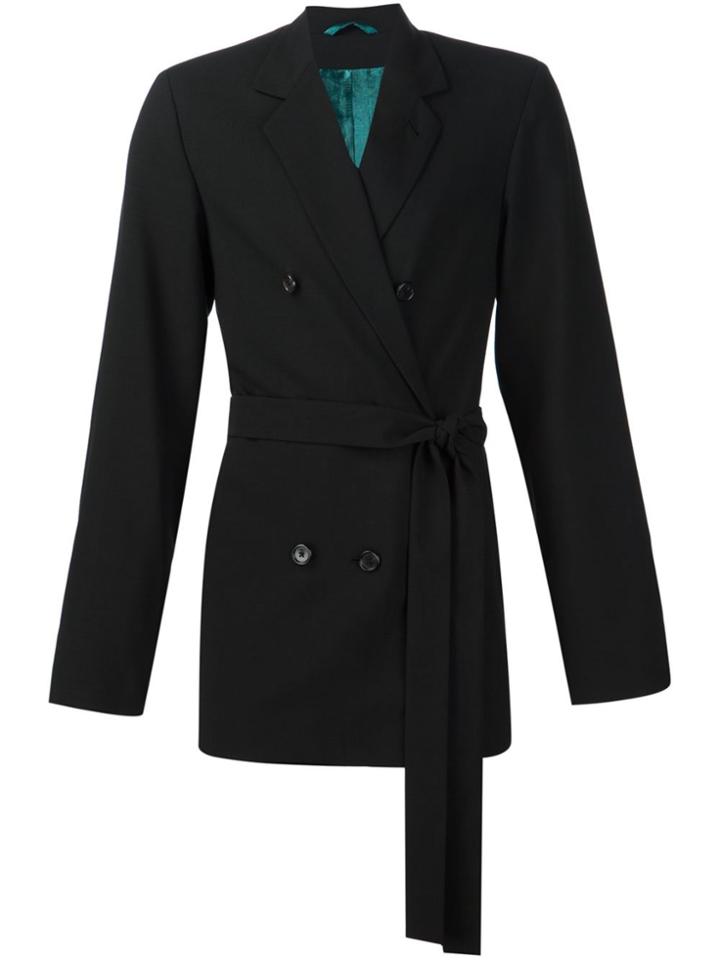 Ann Demeulemeester Belted Double Breasted Blazer - Black
