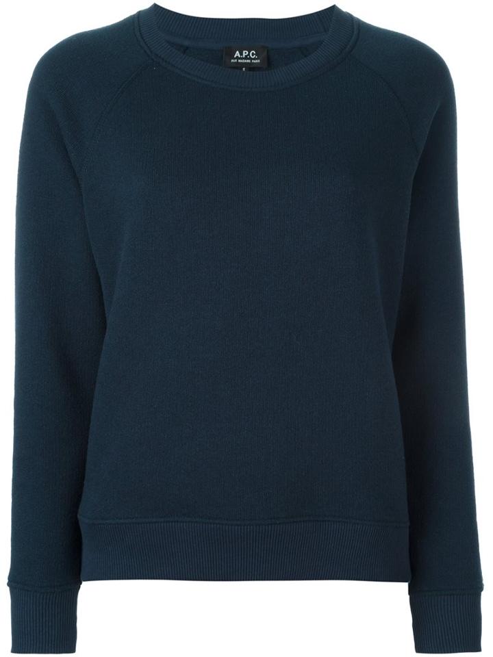 A.p.c. 'running' Sweatshirt, Women's, Size: Medium, Blue, Cotton/acrylic/other Fibers