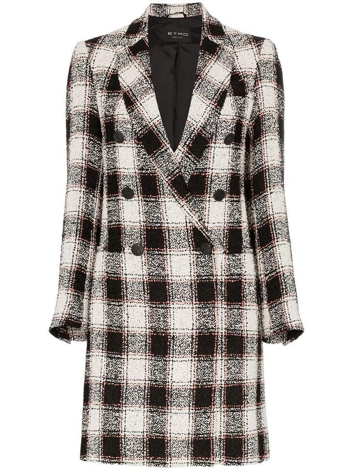Etro Woven Check Double-breasted Coat - Black