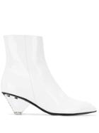 Balmain Conical Heel Ankle Boots - White