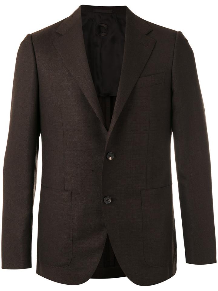 Caruso Pocket-front Blazer, Men's, Size: 52, Brown, Wool/cupro