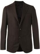 Caruso Pocket-front Blazer, Men's, Size: 52, Brown, Wool/cupro