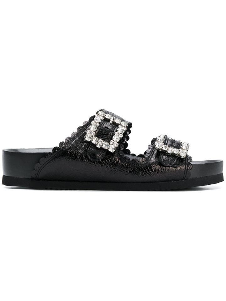 Suecomma Bonnie Jewel Buckle Sandals - Black