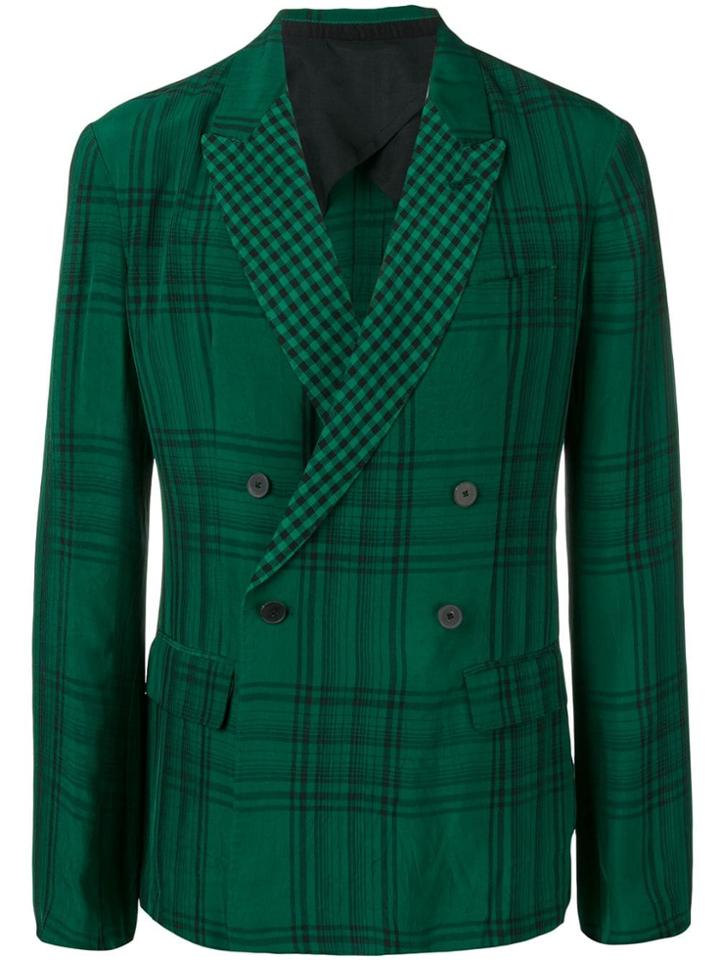 Haider Ackermann Double Breasted Check Blazer - Green