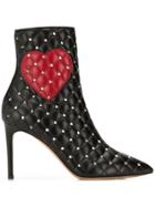 Valentino Red(v) Heart Print Boots - Black