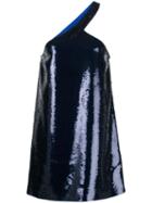 Saint Laurent Sequin Embroidered Asymmetrical Dress - Blue