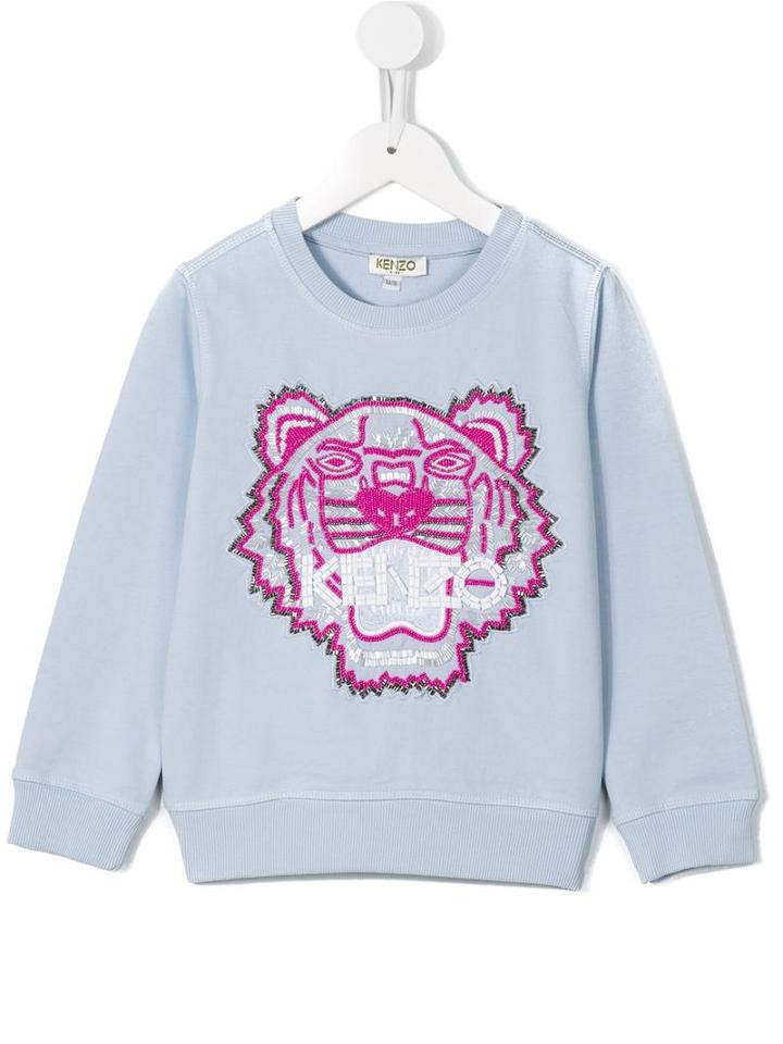 Kenzo Kids Beaded Logo Sweatshirt, Girl's, Size: 10 Yrs, Blue