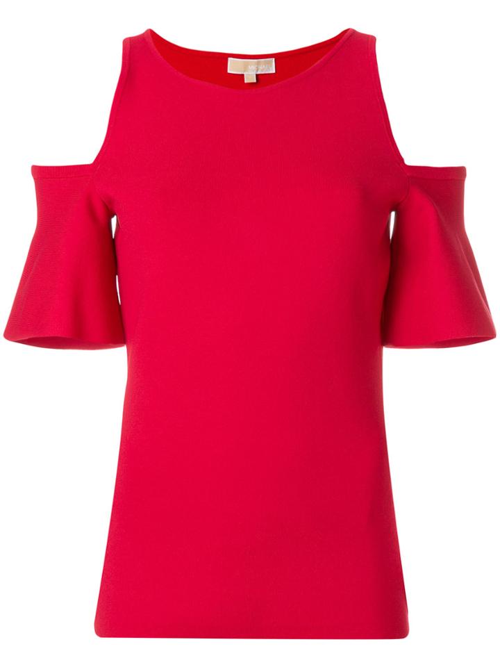 Michael Michael Kors Cold-shoulder Bell-sleeve Top - Red