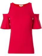 Michael Michael Kors Cold-shoulder Bell-sleeve Top - Red