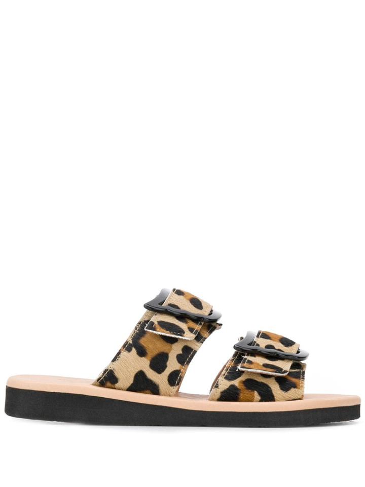 Ancient Greek Sandals Leopard Print Sandals - Black