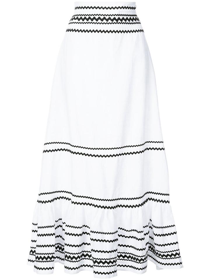 Lisa Marie Fernandez - Full-length Stripe Skirt - Women - Linen/flax - I, White, Linen/flax