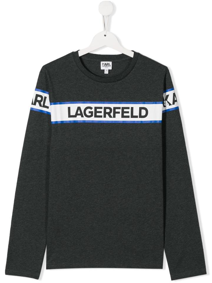 Karl Lagerfeld Kids Logo Print Longsleeved T-shirt - Grey