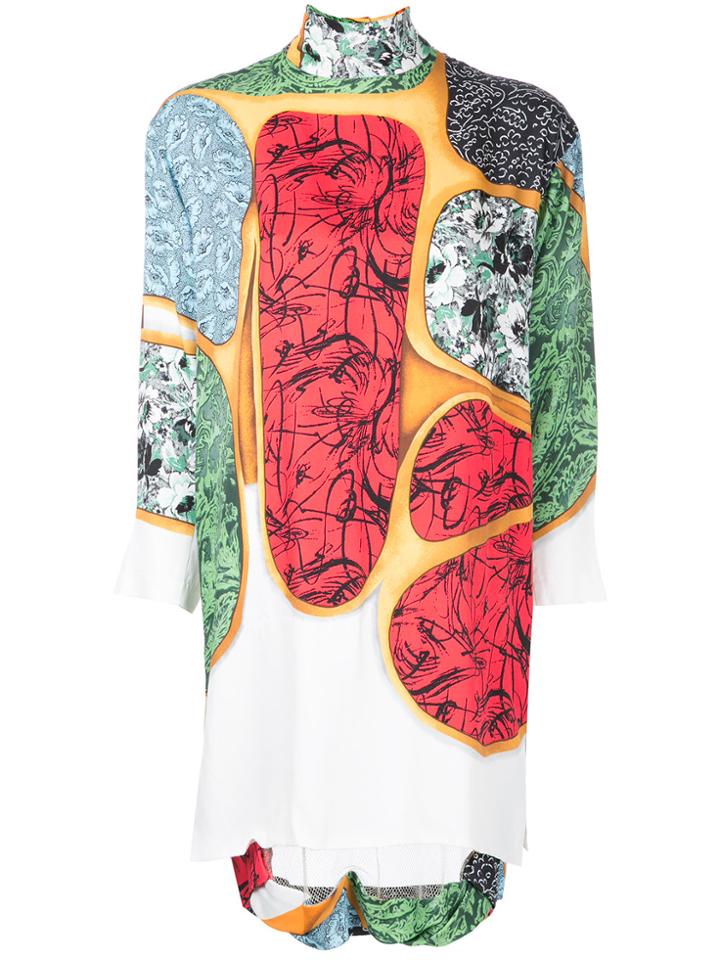 Toga Pulla Roll Neck Contrast Pattern Dress - White
